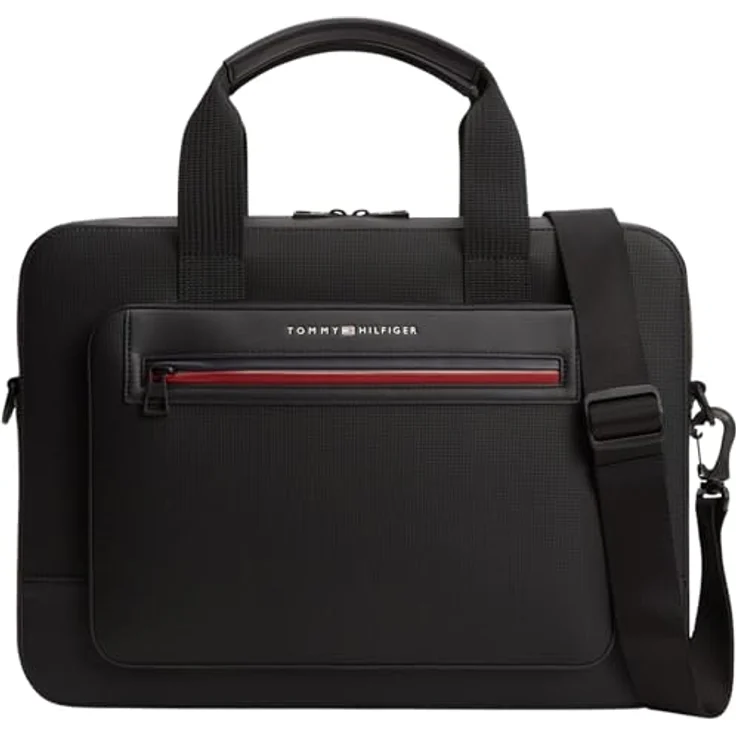 Tommy Hilfiger TH Foundation Aktentasche, 38.5 cm mit Laptopfach, schwarz, 100% Polyurethan – Bild 1