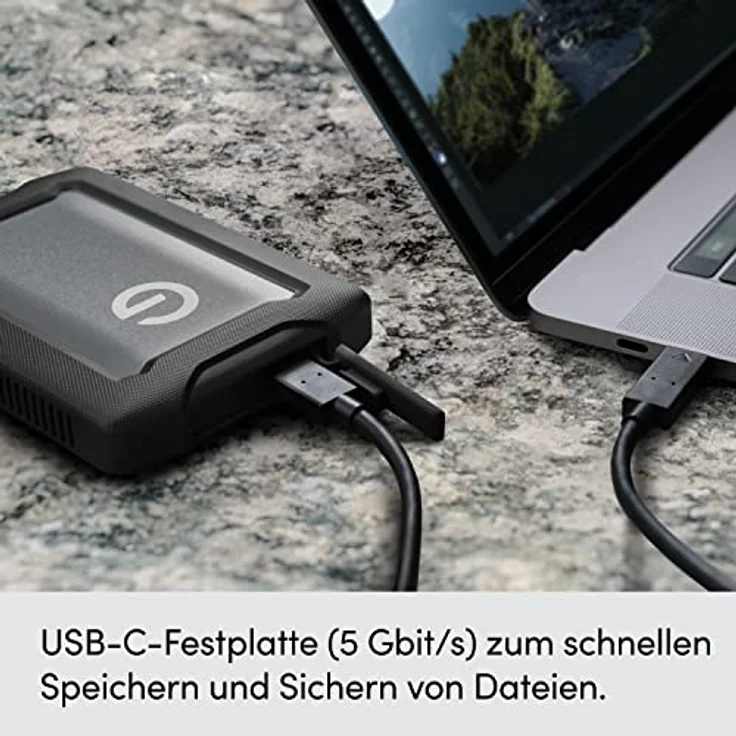 SanDisk Professional 2TB G-Drive ArmorATD Mobile Festplatte, All-Terrain Festplatte, USB-C-fähig, 130 MB/s, für Mac und Windows, Wasser- und staubfest – Bild 2