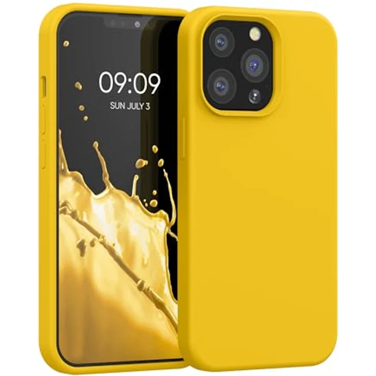 kwmobile Handyhülle für iPhone 13 Pro - Silikon Case in Strahlend Gelb, Kabelloses Laden, Flexibel und Rutschfest – Bild 1