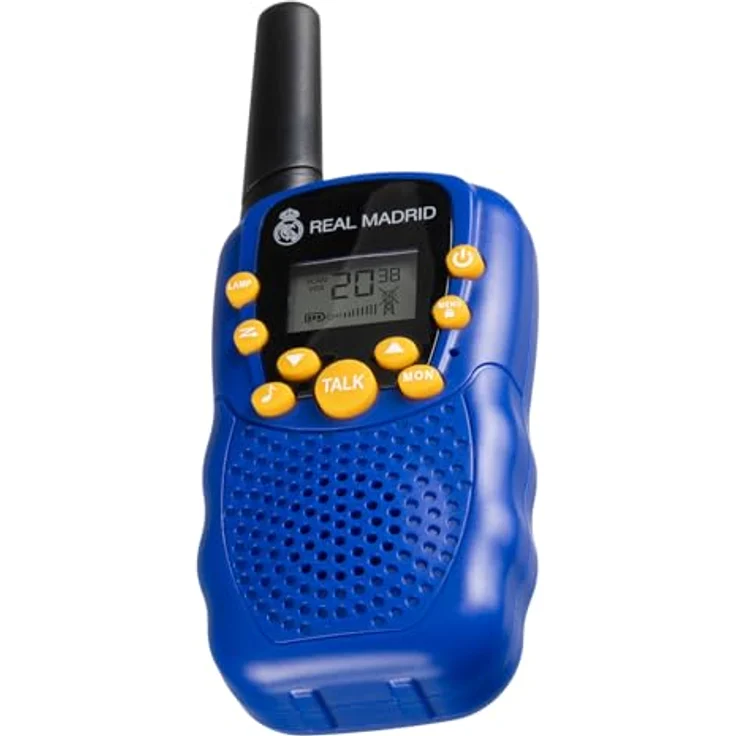 Real Madrid Walkie-Talkies für Kinder, 6 km Reichweite, 8 Kanäle, VOX-Modus, Taschenlampe, Gürtelclip – Bild 4