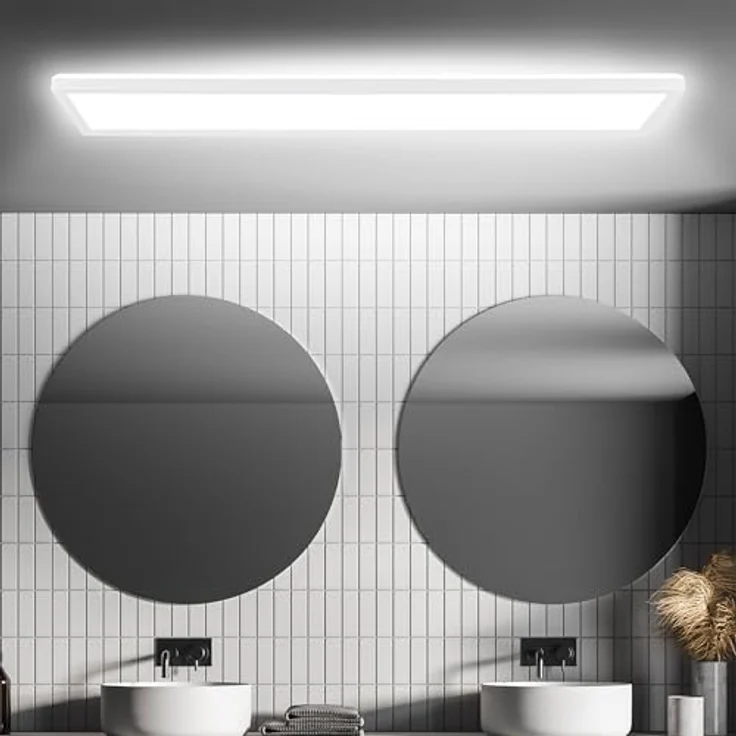 BRILONER LED Deckenlampe mit Bewegungsmelder, flach, IP44 Spritzwasserschutz, LED Panel, 98x20x3cm, Weiß – Bild 3