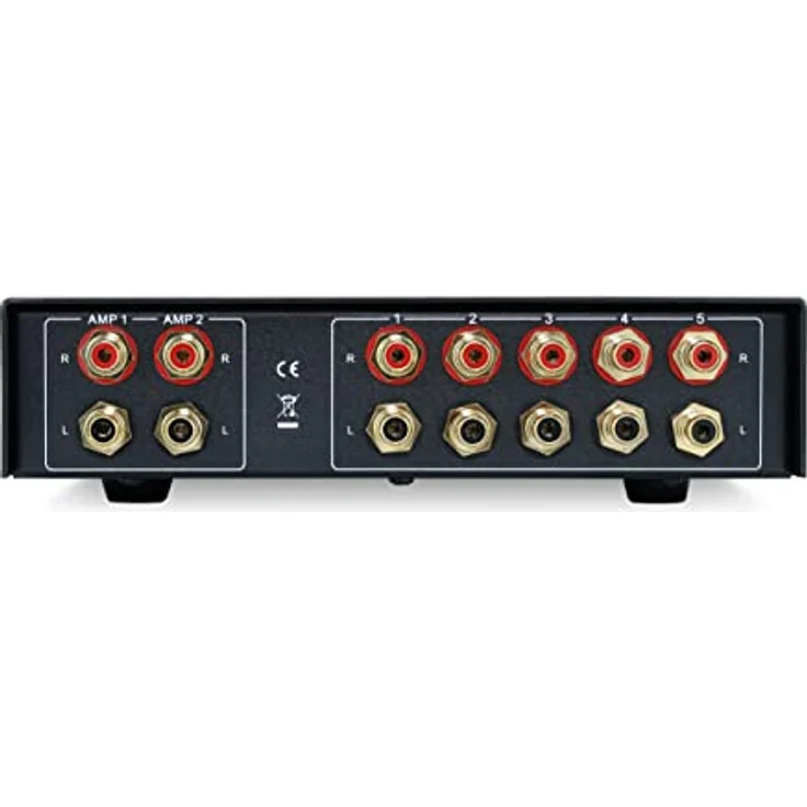 Dynavox AUX-S PRO, Eingangs-Erweiterungs-Umschalter mit 5 Cinch-Eingängen, Anschlüsse für Zwei Stereo- und Surround-Verstärker, Silber – Bild 4