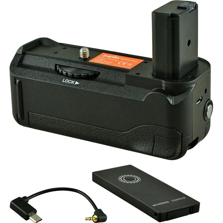 Jupio Battery Grip für Sony A6000 / A6300, Ergonomischer Batteriegriff mit Kabel für verbesserte Handhabung und verlängerte Aufnahmezeit