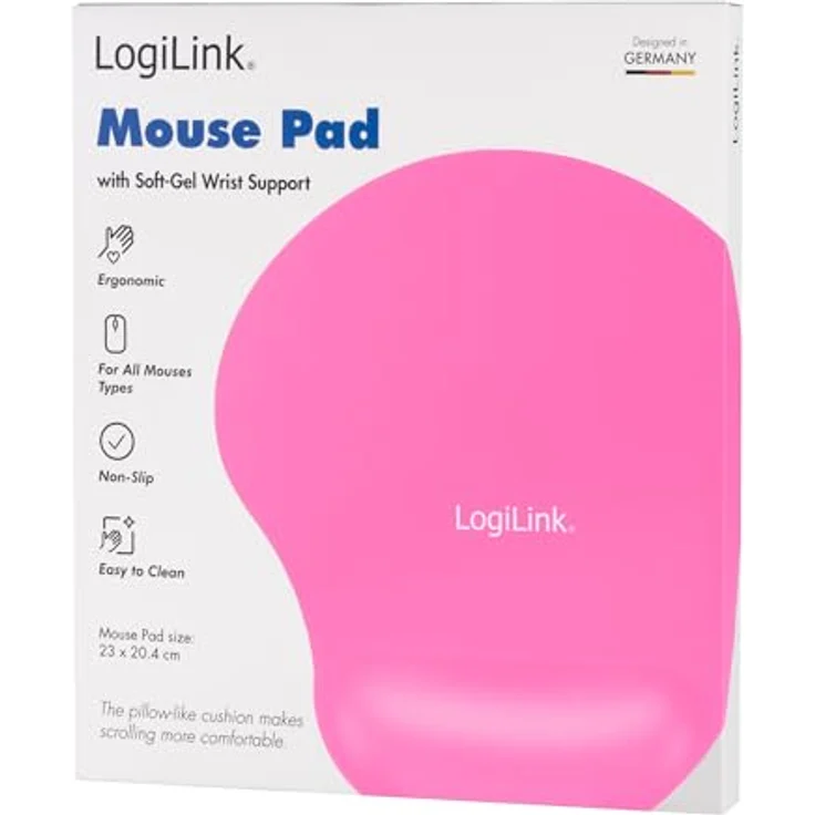 LogiLink Mauspad mit Silikon Gel Handauflage, pink – Bild 5