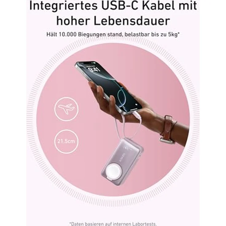 Anker MagGo Powerbank 10.000mAh für Apple Watch, 35W, USB-C-Kabel, kompakt, offiziell zertifiziert, für iPhone 15 Serie, Samsung, iPad, AirPods - Schwarz – Bild 4