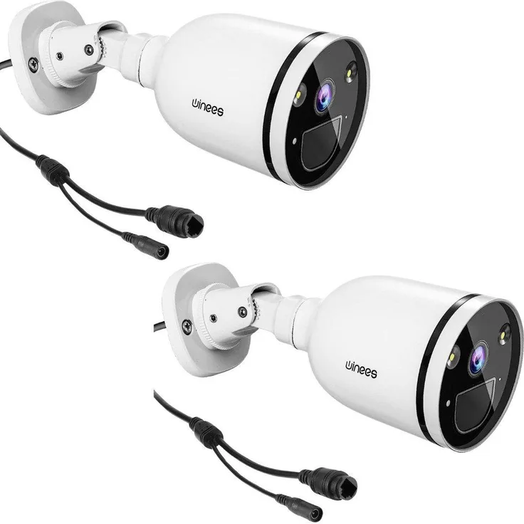 Winees Außen-Sicherheitskamera 2.4/5GHz 4MP 2K WLAN, intelligente Erkennung, Nachtsicht, wetterfest, mit Spotlight, 2-tlg.
