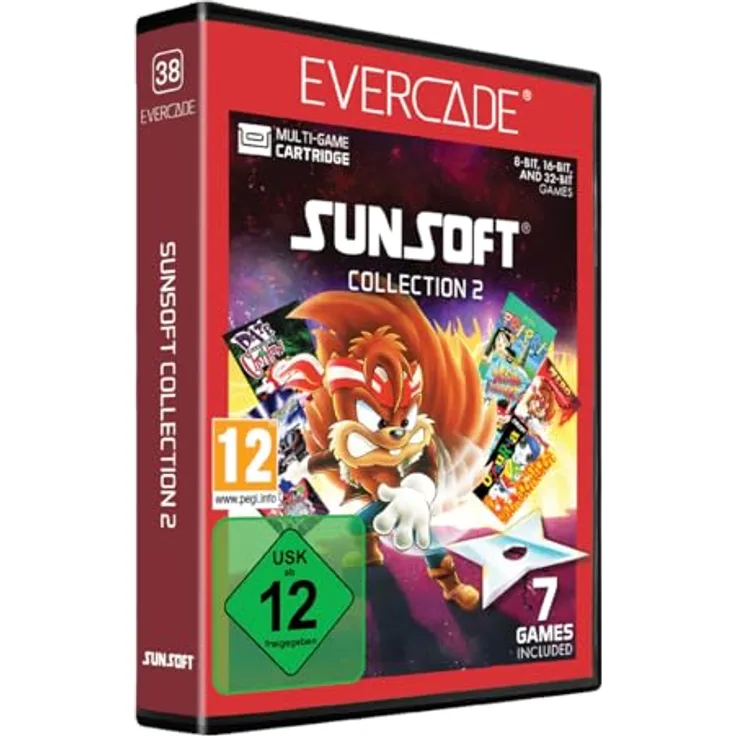 Blaze Entertainment Evercade Sunsoft Collection 2 Cartridge, Retro-Spielesammlung mit 7 Klassikern, kompatibel mit Evercade Handheld, VS, EXP und Super Pocket