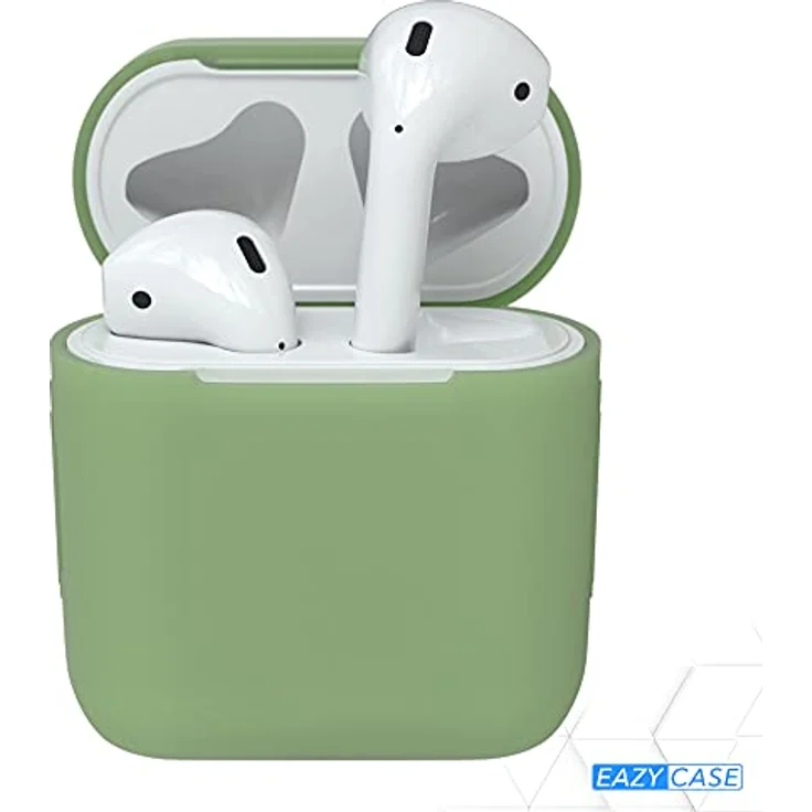EAZY CASE - Schutzhülle für AirPods 1 & 2 Hülle Grün Silikon Case Stoßfest mit Deckel Schutz Antikratz Etui Cover rutschfeste Silikonhülle für Airpod Pro 1. / 2. Generation Silikoncase in Pastellgrün – Bild 2
