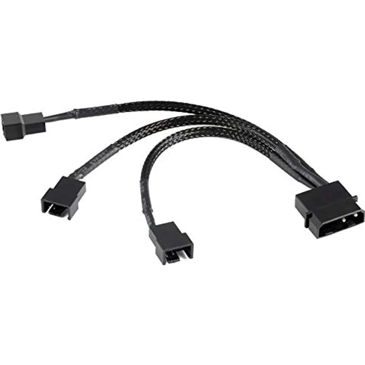 Poppstar Lüfter Kabel Set 12V (15cm 2-Pin Y-Kabel 1x Molex Stecker auf 3x Stecker) + 30cm 4-Pin PWM Verlängerungskabel, zum Anschluss von Gehäuselüftern an ein Netzteil – Bild 3