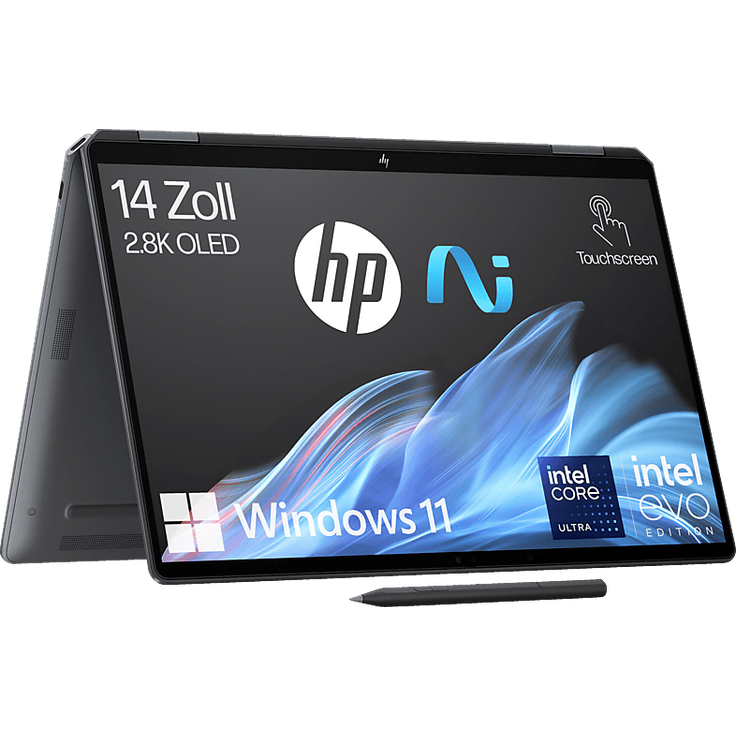 HP OmniBook Ultra Flip 14, Convertible mit Touchscreen, Intel® Core™ i7, 32 GB RAM, 2 TB SSD, Arc™ GPU, Eclipse Gray, Windows 11 Home