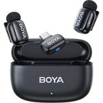 Boya Boyamini USB-C Mini Mikrofon Handy Kabellos, Lavalier Mikrofon mit Geräuschunterdrückung, 48kHz/16-Bit-Audioformat, Göttin/Onkel/Original-Stimme, 100m Reichweite, 30 Stunden Batterielebensdauer
