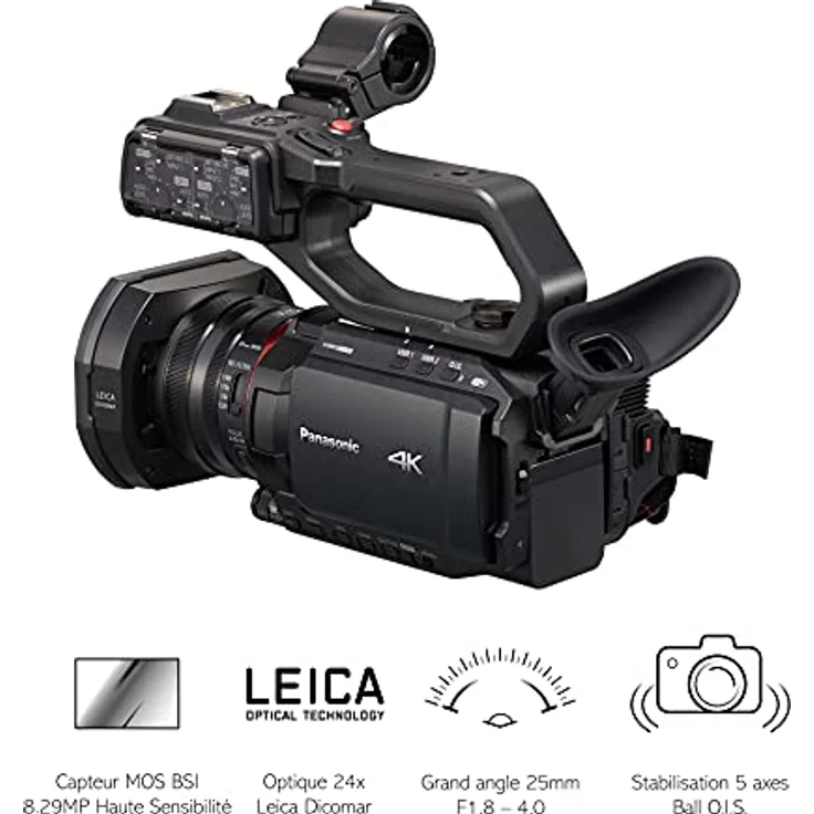 Panasonic HC-X2000E Profi Camcorder (4K Video, Kamera mit LEICA Objektiv, 25mm Weitwinkel, 24x optischer Zoom, Autofokus, professionelle Videokamera) – Bild 2