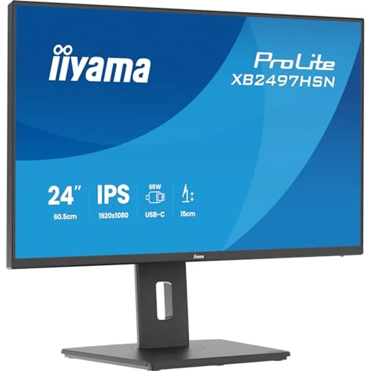 iiyama Prolite XB2497HSN-B1 23,8" IPS LED-Monitor Full-HD 100Hz mit USB-C Dock, HDMI, DP, RJ45, Höhenverstellung, Pivot, schwarz
