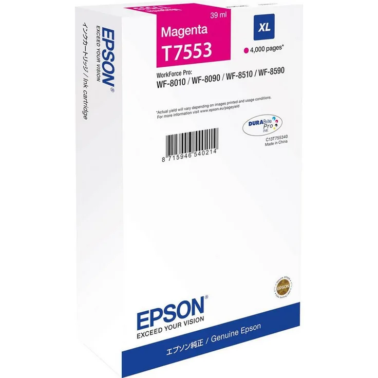 Epson Tintenpatrone C13T75534N T7553, magenta, 39ml für ca. 4.000 Seiten