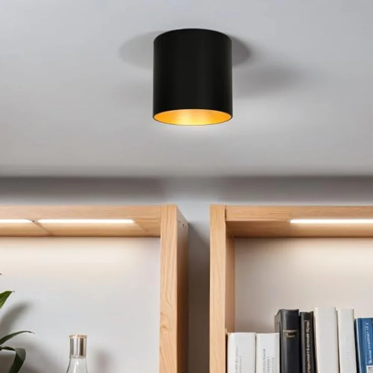 Licht-Erlebnisse Aufbaustrahler Schwarz, Gold, Aufbauspot GU10 Deckenlampe H:12,5 cm, Ø12,7 cm - Vielseitige Beleuchtung für Flur, Küche, Wohnzimmer – Bild 1