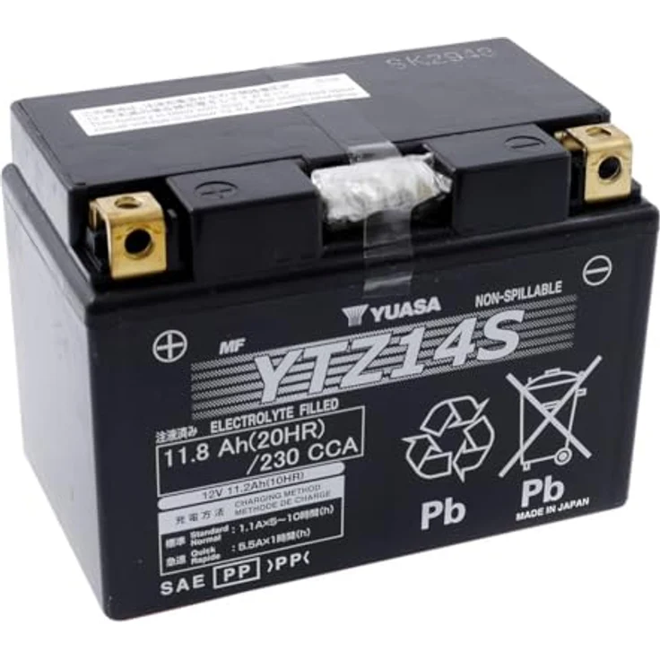 Yuasa YTZ14S Motorradbatterie 12V 11.2Ah, wartungsfrei, hohe Startleistung, Schraubklemme Typ 11 – Bild 2
