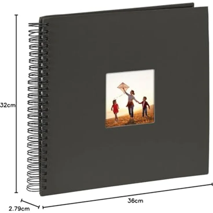 Hama Jumbo Fotoalbum, 36 x 32 cm, 50 schwarze Seiten, 25 Blatt, mit Ausschnitt für Bildeinschub, Fotobuch schwarz – Bild 6