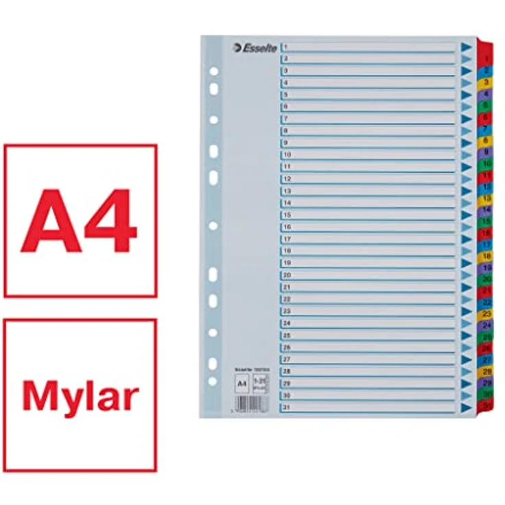 ESSELTE Aktenordner, Register 1-31, DIN A4, 31-tlg. Karton, weiß - Preisvergleich – Bild 2