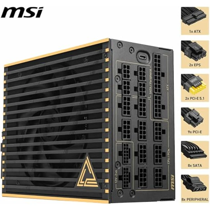 MSI MEG Ai1600T, 1600 W PC Netzteil mit innovativer Gaming-Technologie, Schwarz – Bild 5