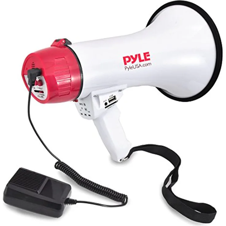PYLE AUDIO INC Bluetooth Megaphone - PA Megaphone Speaker with Wired Microphone, Siren Alarm Mode, MP3/USB/SD Readers