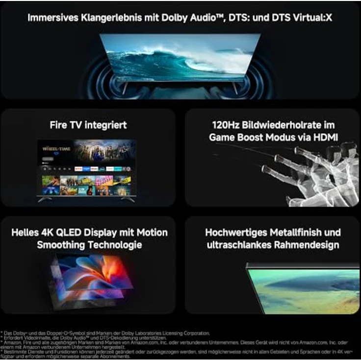 Xiaomi TV F Pro 65, 165 cm 4K UHD QLED Smart TV mit Fire OS8, Triple Tuner, HDR10+, 120Hz Game Boost Mode und Sprachsteuerung – Bild 2