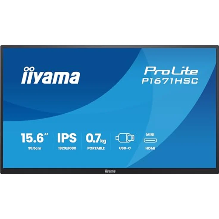 iiyama Prolite P1671HSC-B1, tragbarer 15,6" Full-HD IPS Monitor mit USB-C, integrierten Lautsprechern und Lederhülle, schwarz – Bild 2