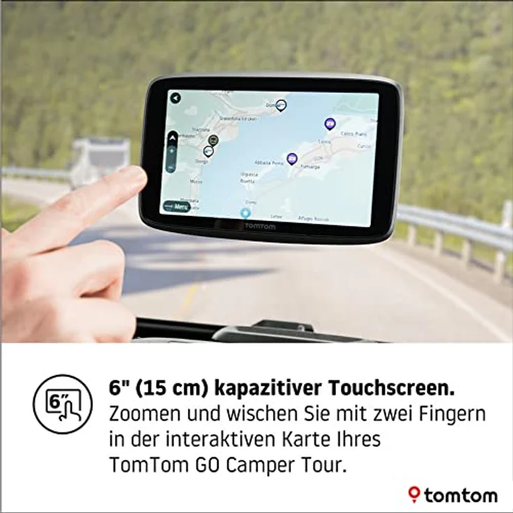 TomTom GO Camper Tour 6, GPS-Navigationsgerät für Wohnmobile und Wohnwagen mit 15,5 cm (6 Zoll) Touchscreen, Kartenupdates für Europa und TomTom Traffic, schwarz – Bild 2