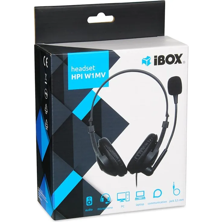 Ibox HPI W1MV, Ohrumschließende Kopfhörer, kabelgebunden, Schwarz