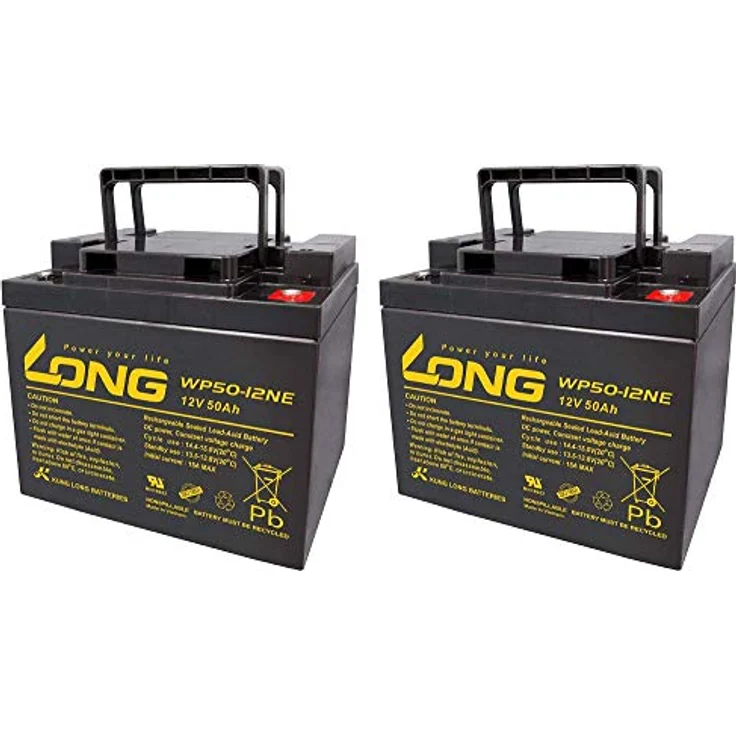 WSB Ersatzakku Ortopedia Eurostar 3+4 2X Kung Long 12V 50Ah Blei Akku Zyklenfest AGM VRLA AKKUman Edition, für Rollstuhl und Elektromobil, 2 Stück – Bild 1
