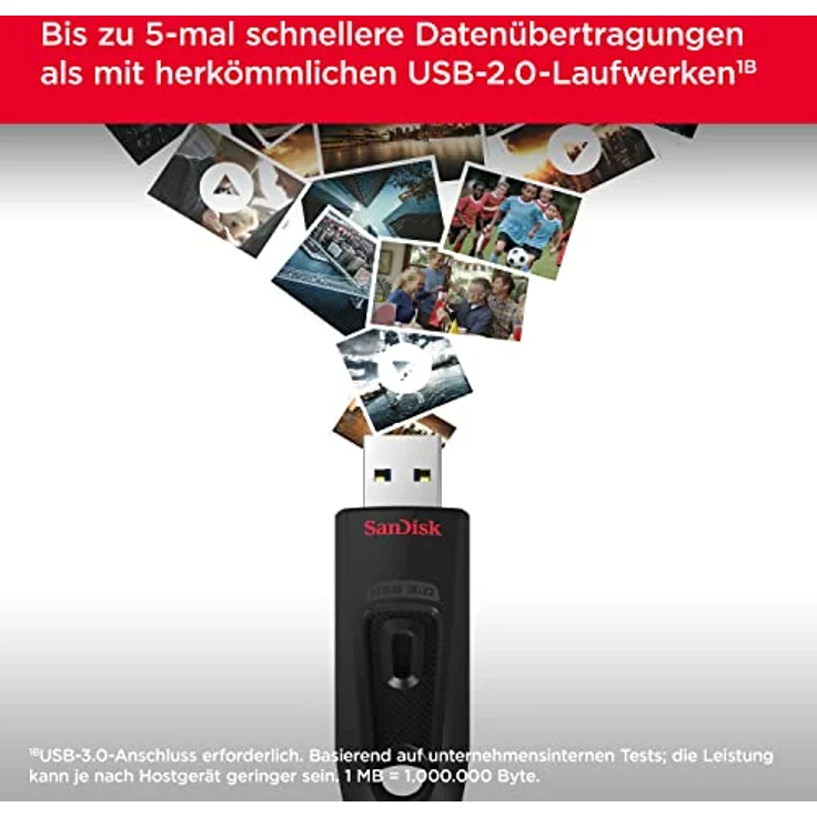 SanDisk Ultra® USB 3.0 USB-Flash-Laufwerk, 1 TB, 150 MB/s, Schwarz mit Passwortschutz – Bild 2