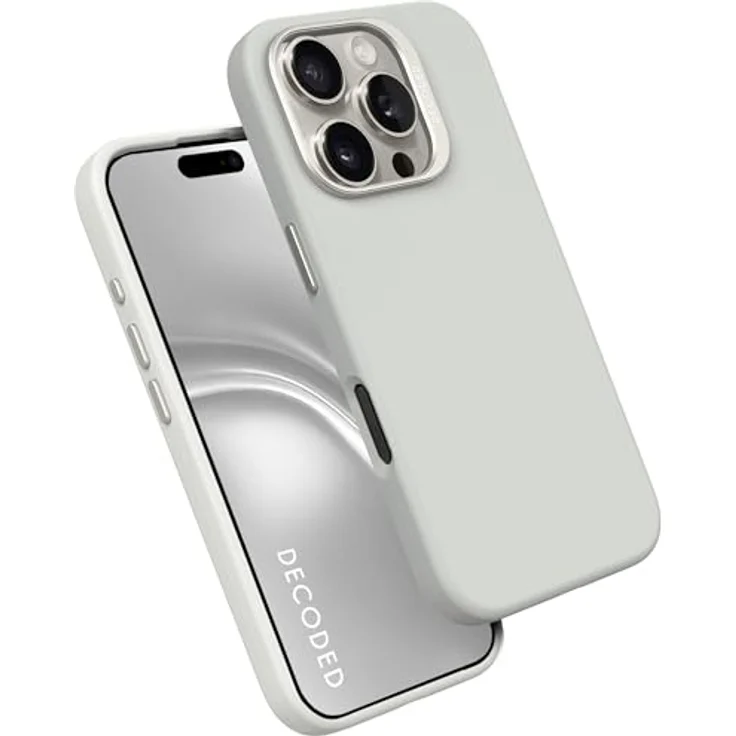 Decoded Antimikrobielle Silikon-Hülle mit MagSafe für iPhone 16 Pro Max - Grau, stoßfest, mit erhöhter Bildschirmkante und Mikrofaser-Futter – Bild 1