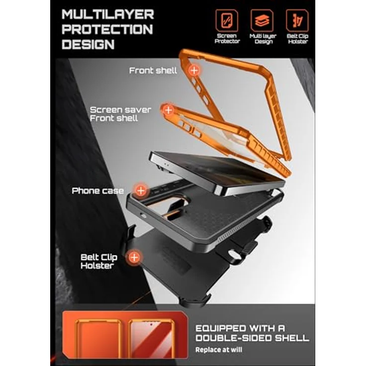 SUPCASE UBPro Mag Hülle für Samsung Galaxy S26 Ultra, Outdoor Bumper Case mit MagSafe, 2 Frontplatten (mit und ohne Displayschutz), orange – Bild 5