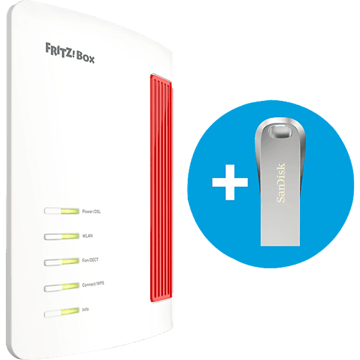 FRITZ! FRITZ!Box 7690, WLAN Mesh Router mit Wi-Fi 7, 7136 MBit/s, inkl. 64 GB SanDisk USB-Stick