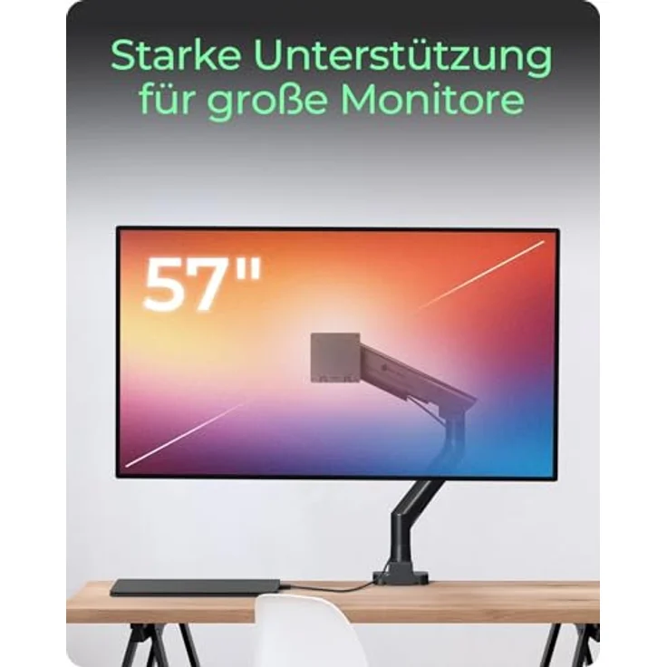 ICY BOX IB-MS701-T Monitorhalterung, für Monitore bis 57 Zoll und 27 kg, schwarz, ergonomische Höhen- und Winkeleinstellung – Bild 2
