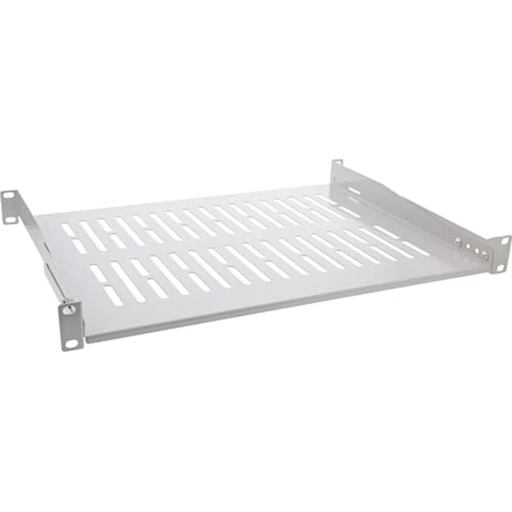 InLine 19" Fachboden, 350mm, 50kg, 1HE, RAL 7035 grau, strapazierfähiger Server-Zubehör Fachboden aus hochwertigem Stahl – Bild 2