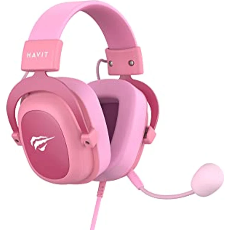 Havit H2002D Gaming Headset, kabelgebunden, rosa, 53mm Lautsprecher, hervorragende Geräuschunterdrückung und anpassbares Mikrofon – Bild 4
