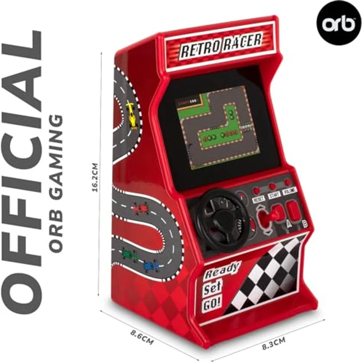 Orb Retro Rennmaschine 8-Bit Arcade 30 Spiele, Rot, Schwarz – Bild 7