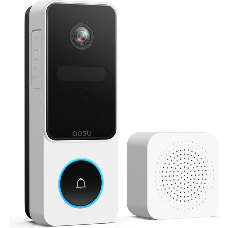 Aosu Video Doorbell SE, smarte 2K-Videotürklingel mit 170° Ultraweitwinkel und Zwei-Wege-Audio, wetterfest IP65