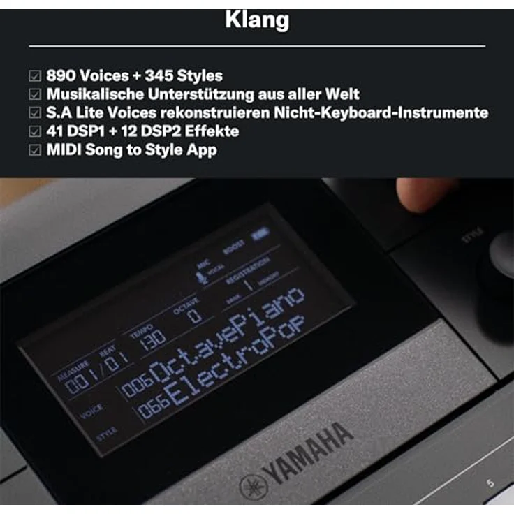 Yamaha PSR-E583, Home-Keyboard mit erweiterten Sounds und USB-C Audio-Interface, schwarz – Bild 5