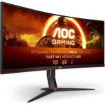 AOC Gaming CU34G2XPD 34-Zoll WQHD Curved Monitor, 180 Hz, 1 ms GTG, FreeSync Premium, HDR400, höhenverstellbar, schwarz/rot