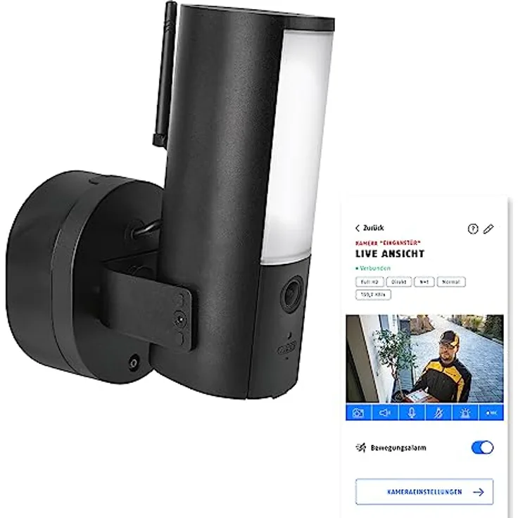 ABUS WLAN Licht Außen-Kamera (PPIC46520) – Smarte Überwachungskamera mit Außenleuchte, Personenerkennung, Tiererkennung, Autoerkennung, indiv. Push-Benachrichtigung, 2-Wege-Audio, Speicherkarte & App