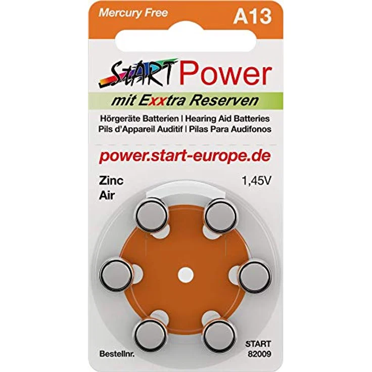 START - 60 Batterien für Hörgeräte - Typ A13-1.45V - 280mAh - PR48, 82003 - Preisvergleich – Bild 1
