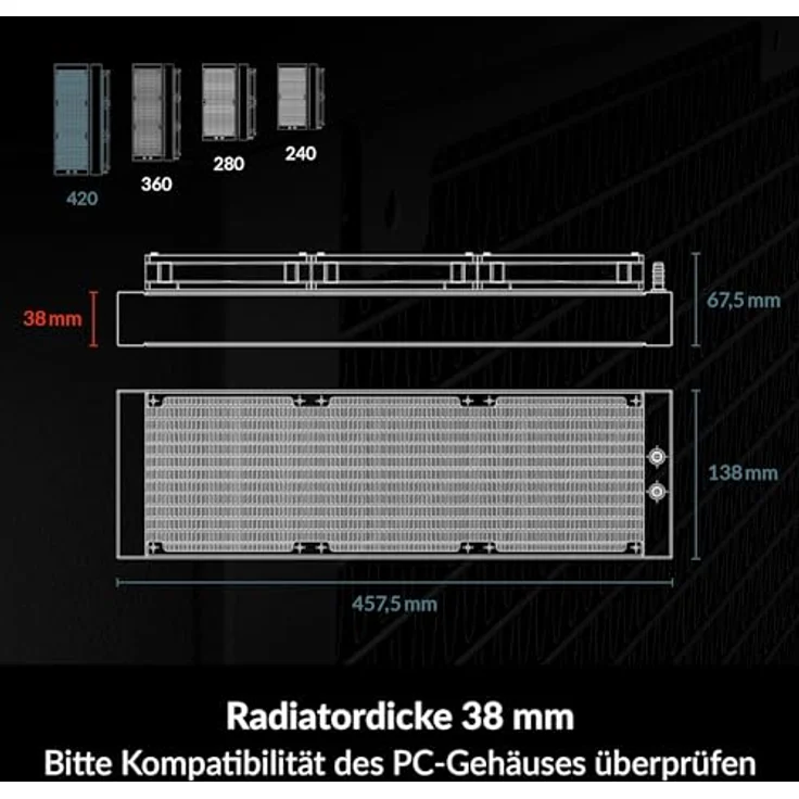 Arctic Wasserkühlung ARCTIC WAK Liquid Freezer III 420, All-in-One-Flüssigkeitskühler mit 3 Lüftern, Schwarz – Bild 2