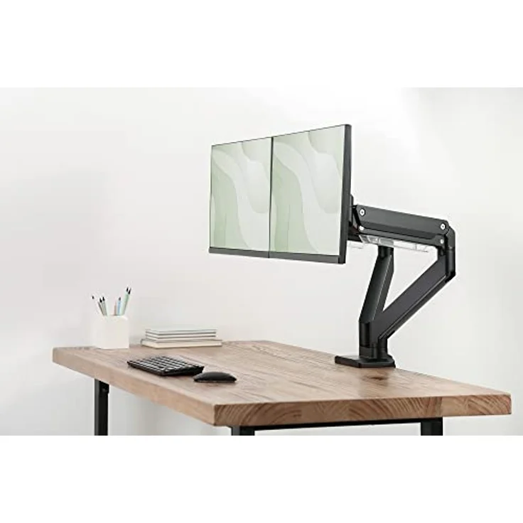 DIGITUS Dual Gasdruckfeder Monitor Tisch-Halterung 2X 35, 2X 15 kg max. schwarz – Bild 2