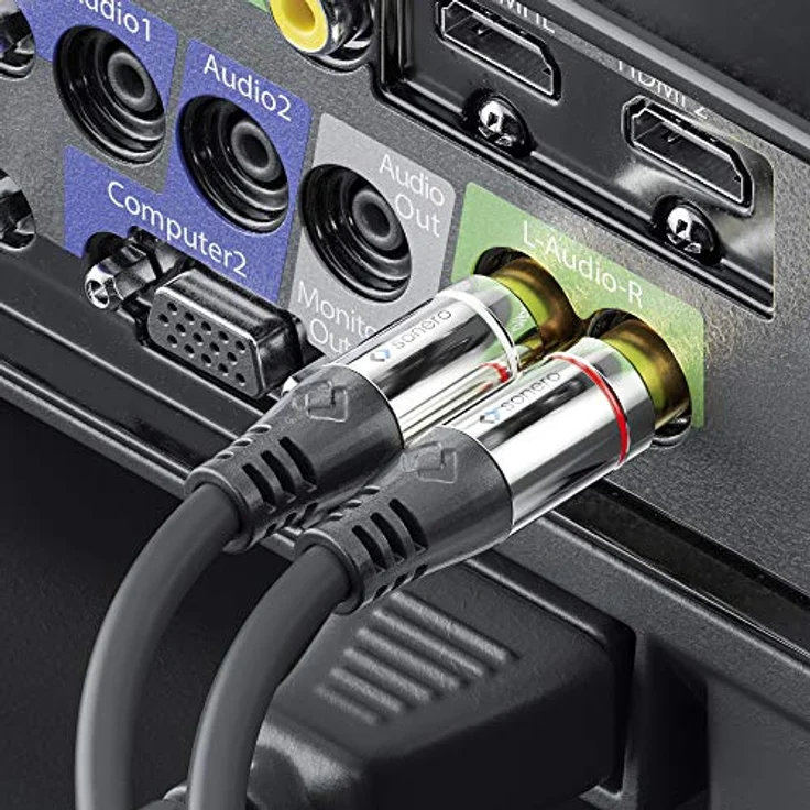 Sonero® Premium Audio Adapterkabel, 2,00m, 3.5mm Klinke auf 2x Cinch Stecker, vergoldete Kontakte, schwarz – Bild 4