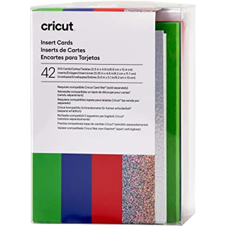 Cricut Insert Cards Rainbow R10, Kartenset in Rot, Blau und Grün für personalisierte Grußkarten mit klebstofffreiem Design – Bild 1