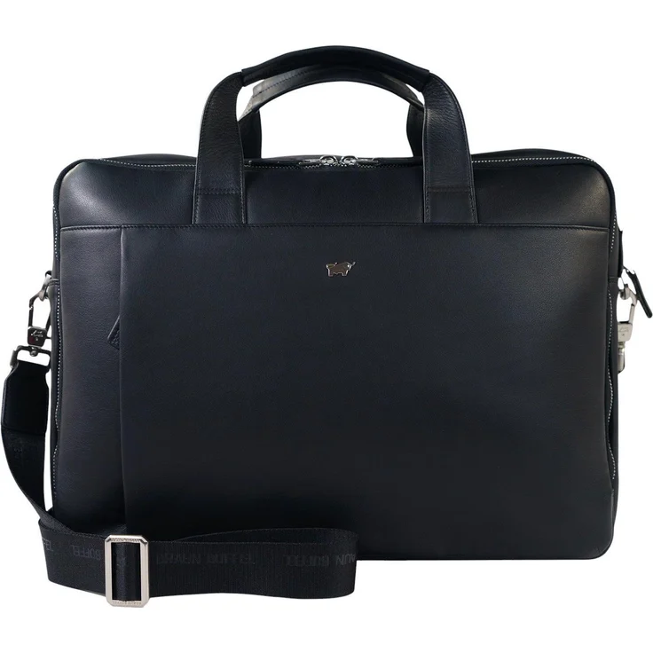 Braun Büffel Golf, Notebooktasche aus hochwertigem Leder, Schwarz