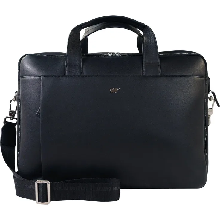Braun Büffel Golf, Notebooktasche aus hochwertigem Leder, Schwarz