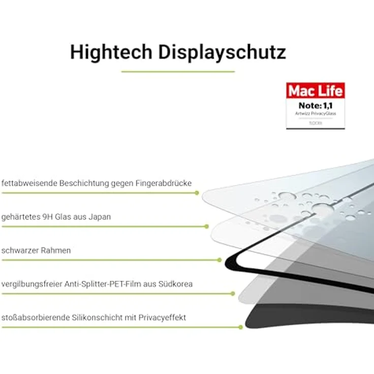 Artwizz PrivacyGlass Schutzglas kompatibel mit iPhone 15 Pro Max - Displayschutz mit Anti-Spy/Blickschutz-Funktion – Bild 4