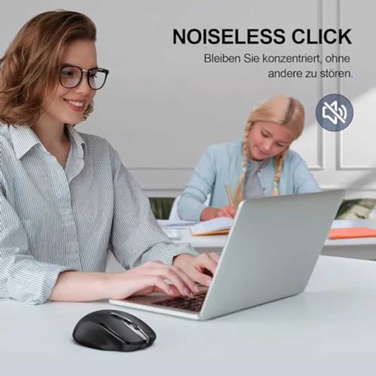 TECKNET Bluetooth Maus, Ergonomische kabellose Maus mit 4800 DPI, Tri-Modi: BT 5.0/3.0+2.4G, 30 Monate Batterielaufzeit, leise Funkmaus für Windows, Mac OS, Android – Bild 4